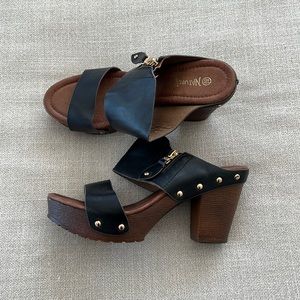 Faux wood platform heels